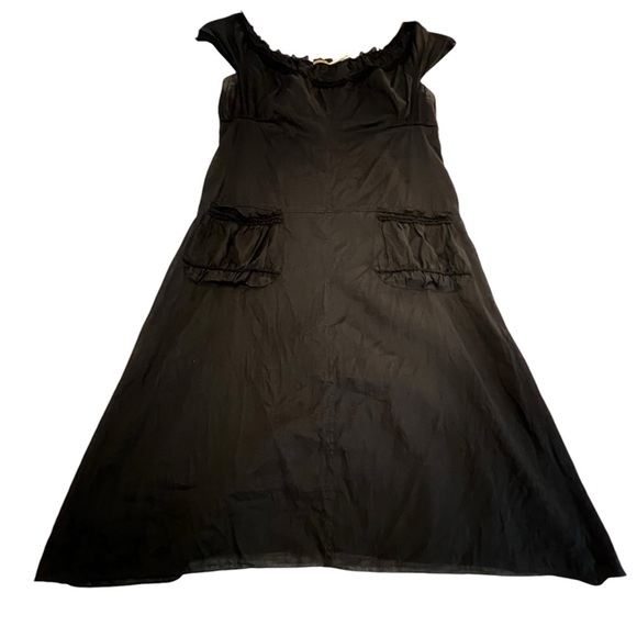 Max Studio Lagenlook Linen Dress with Pockets dark black slightly sheer Large - Picture 2 of 16